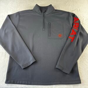 Ariat TEK 1/4 zip Men's Gray Orange Pullover Sweatshirt size Medium